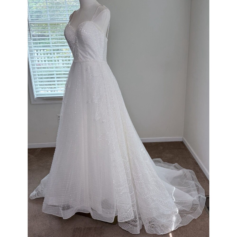 Morilee Rhianna Wedding Dress Size 9/10 Beaded A-Line Bridal Gown Altered #2095 - Picture 3 of 16